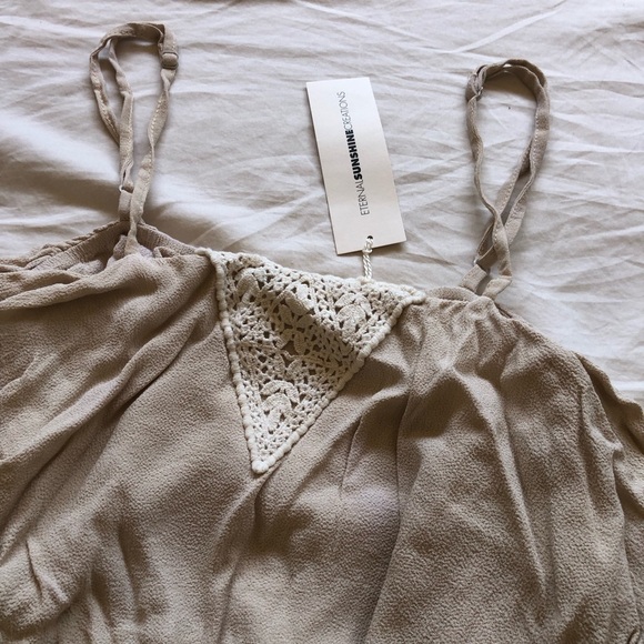 NWT Eternal Sunshine Creations Crochet Front Cream Boho Chic Romper XS / Small - Picture 2 of 4